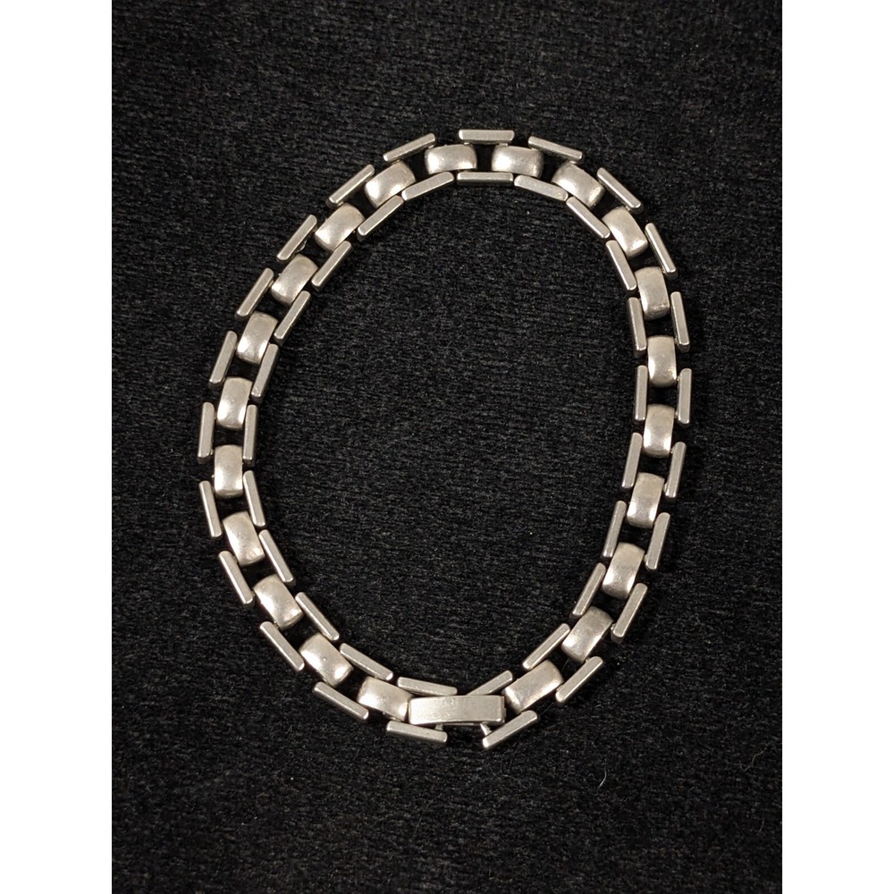 Gray Metallic Matte Panther Link Chain Bracelet Classic Style 7 inches